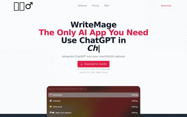 WriteMage website screenshot