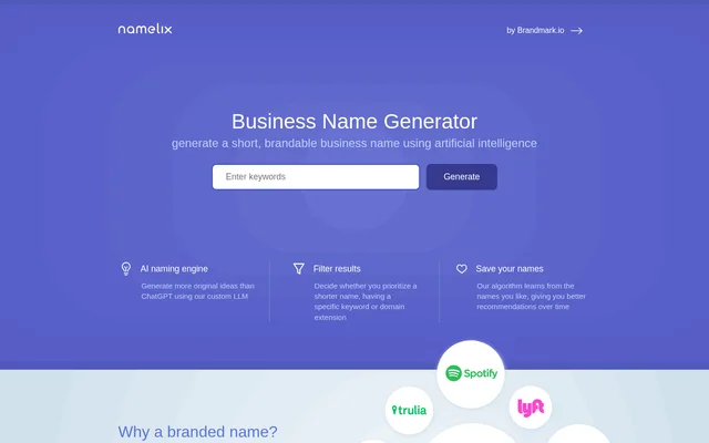 Namelix website screenshot