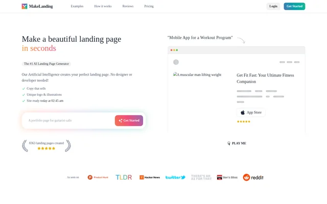 MakeLanding website screenshot