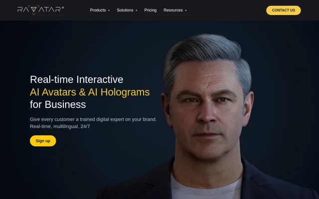 RAVATAR Genesis AI Avatar Studio website screenshot