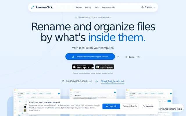 RenameClick website screenshot