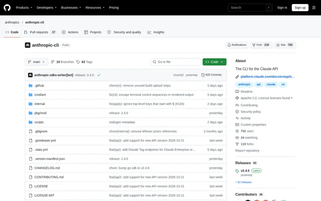 Anthropic CLI website screenshot