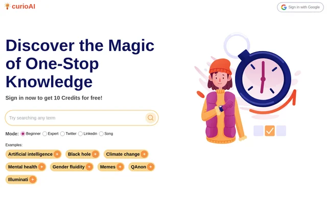 CurioAI website screenshot
