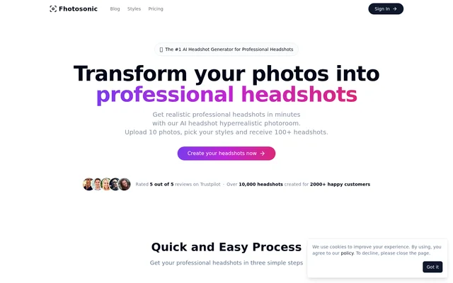 Fhotosonic website screenshot