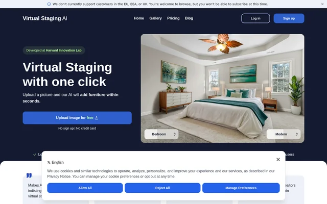 Virtual Staging AI website screenshot