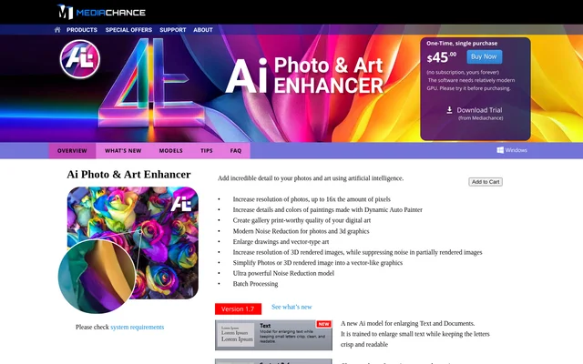 AI Photo & Art Enhancer website screenshot