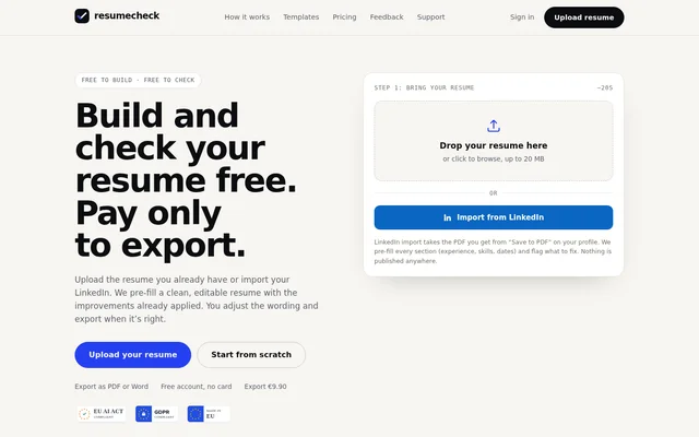 ResumeCheck.net website screenshot