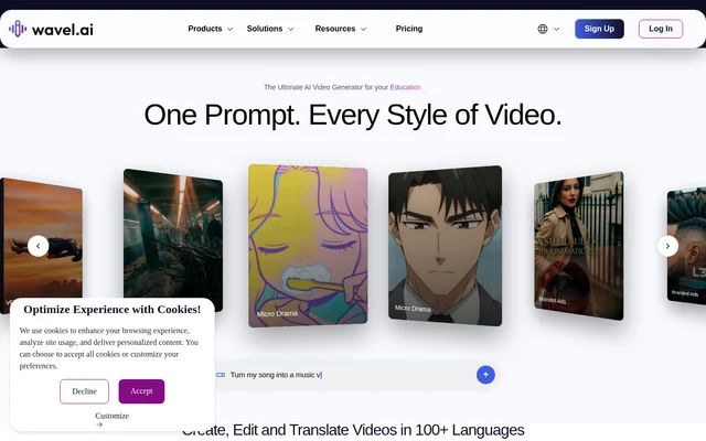Wavel AI website screenshot