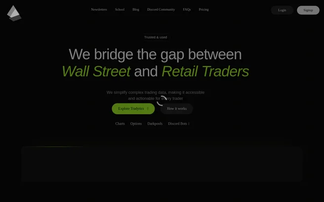 Tradytics website screenshot