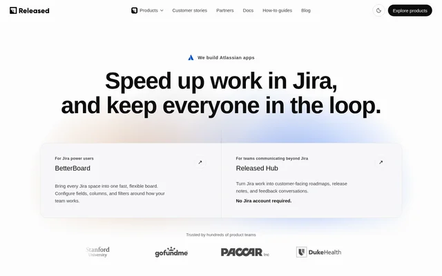 Released website screenshot