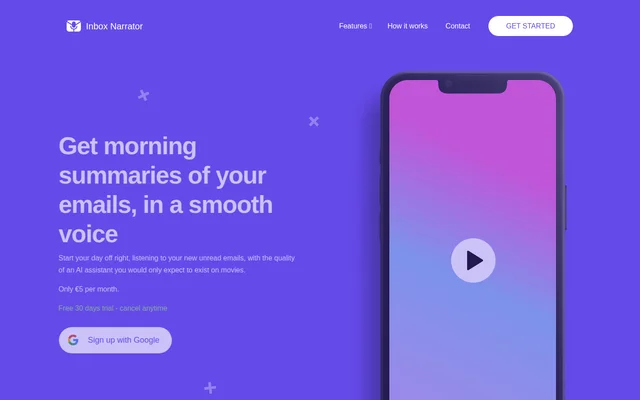 Inbox Narrator website screenshot