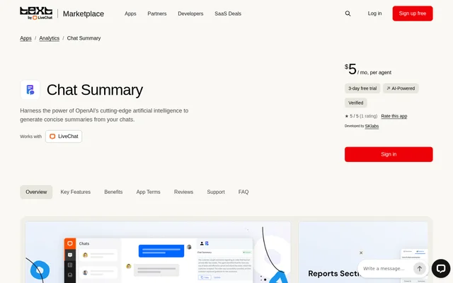 Chat Summary website screenshot