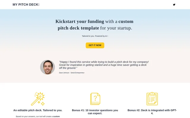 MY PITCH DECK website screenshot