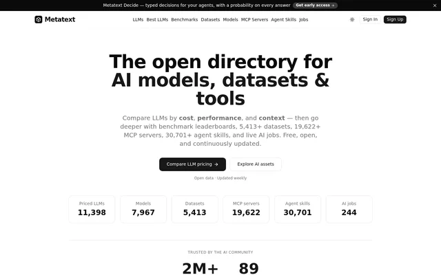 Metatext website screenshot