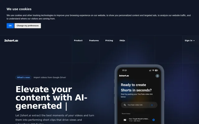 2short.ai website screenshot