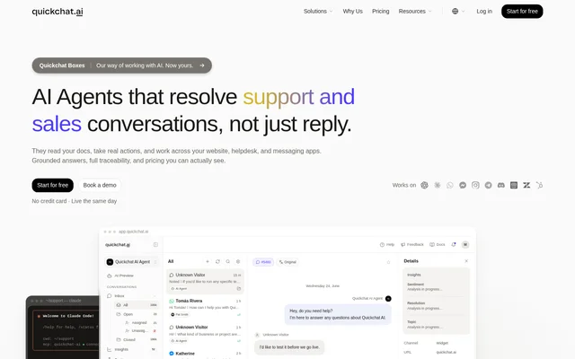 Quickchat AI website screenshot