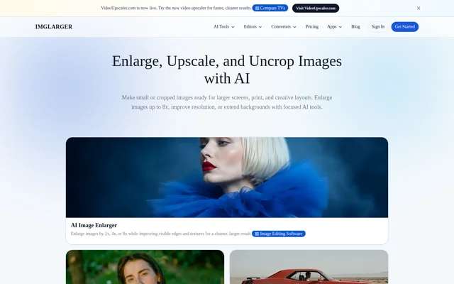 AI Image Enlarger website screenshot