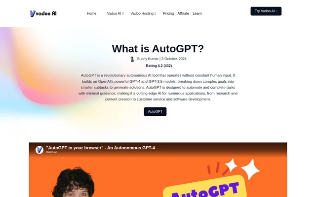 AutoGPT website screenshot