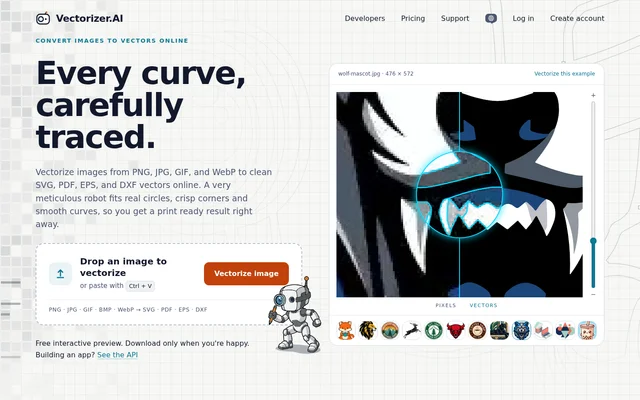 Vectorizer.AI website screenshot