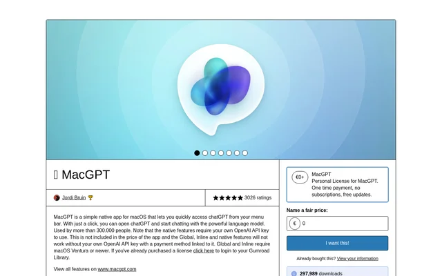 MacGPT website screenshot