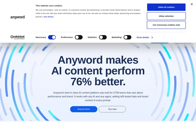 Anyword website screenshot