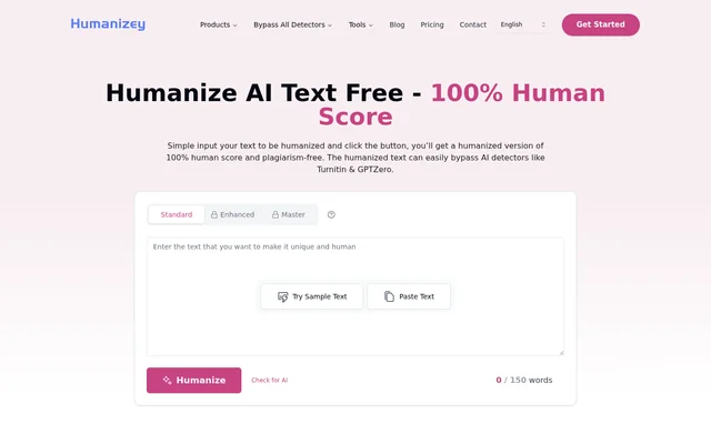 Humanizey website screenshot
