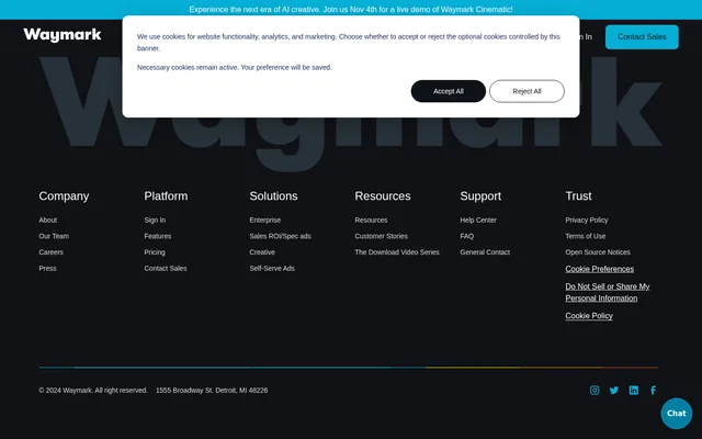 Waymark website screenshot