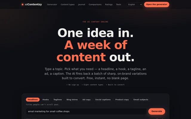aiContentzy website screenshot