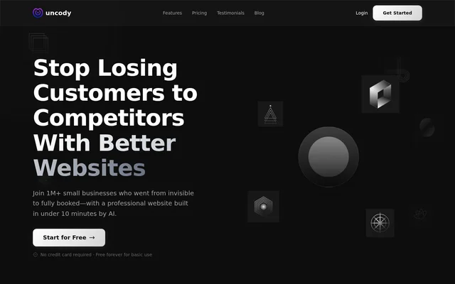 Uncody AI Website Builder website screenshot