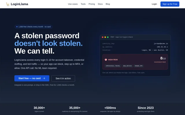 LoginLlama website screenshot