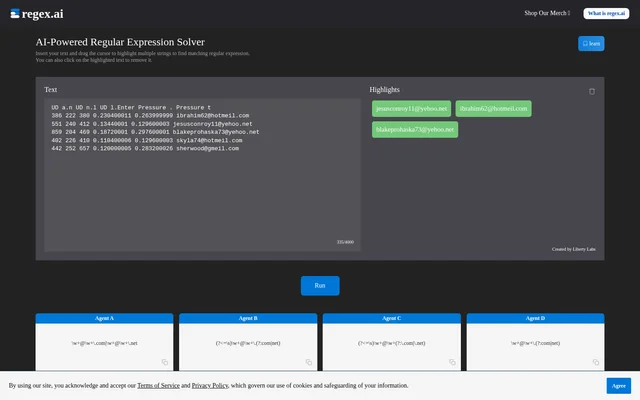 Regex.ai website screenshot