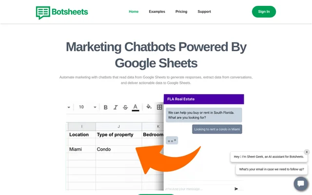 Botsheets website screenshot