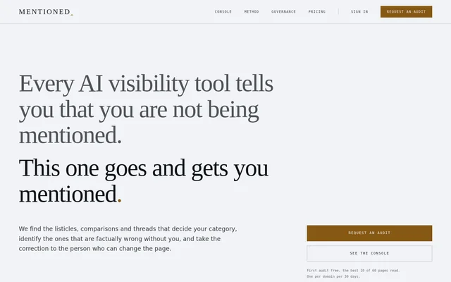 Mentioned website screenshot