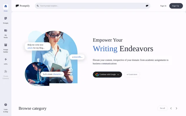 Promptify website screenshot
