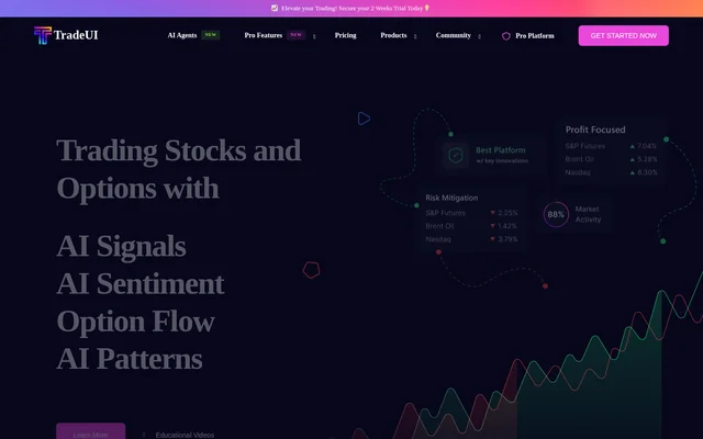 TradeUI website screenshot