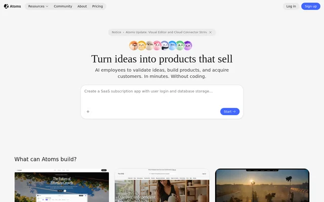Atoms website screenshot