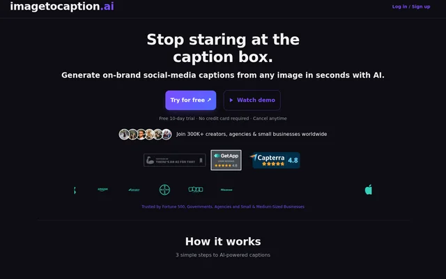 imagetocaption.ai website screenshot