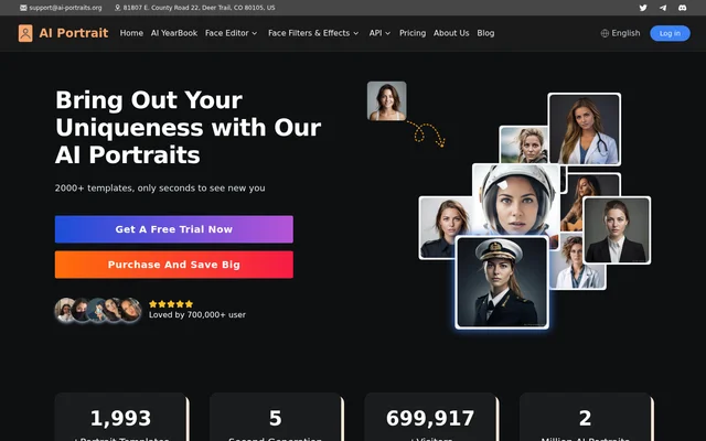 AI Portraits website screenshot