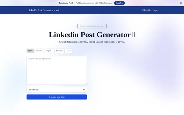 Postgenerator website screenshot