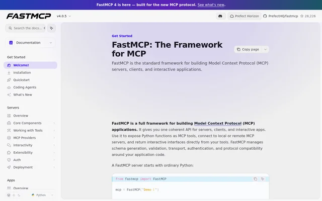 FastMCP website screenshot