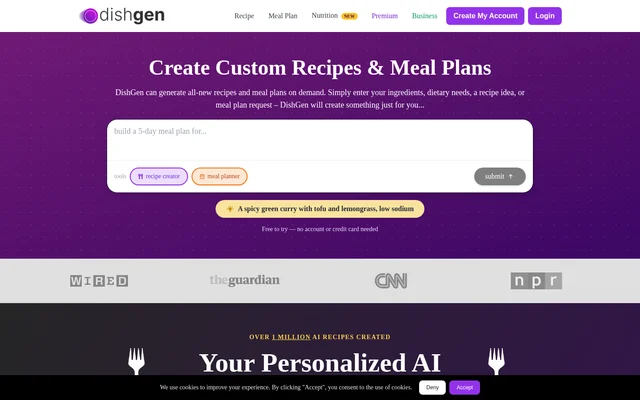 DishGen website screenshot