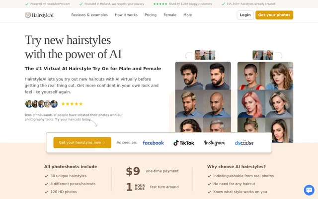 Hairstyle AI website screenshot