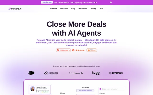 Persana AI website screenshot
