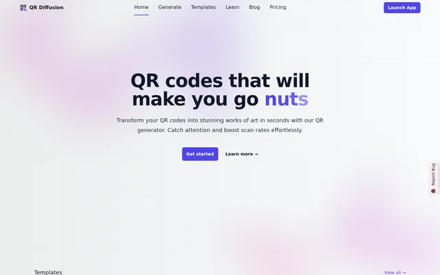 QR Diffusion website screenshot