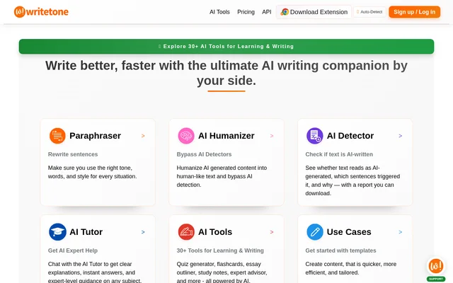 Write Tone website screenshot