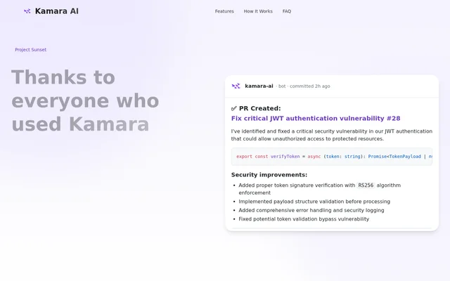 Kamara website screenshot