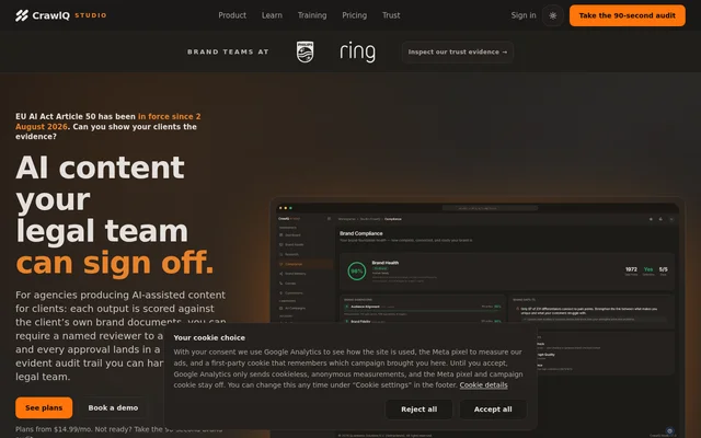 CrawlQ Studio website screenshot