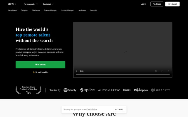 Arc website screenshot