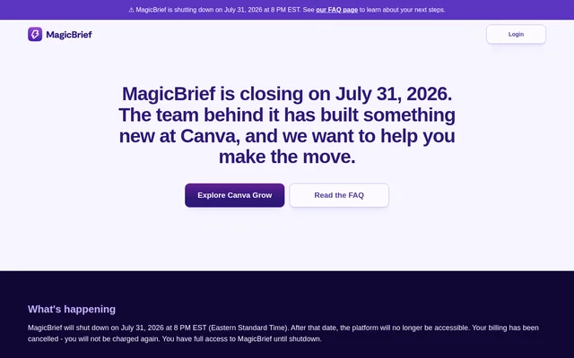 MagicBrief website screenshot