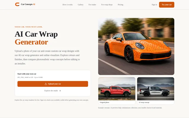 CarConceptsAI website screenshot